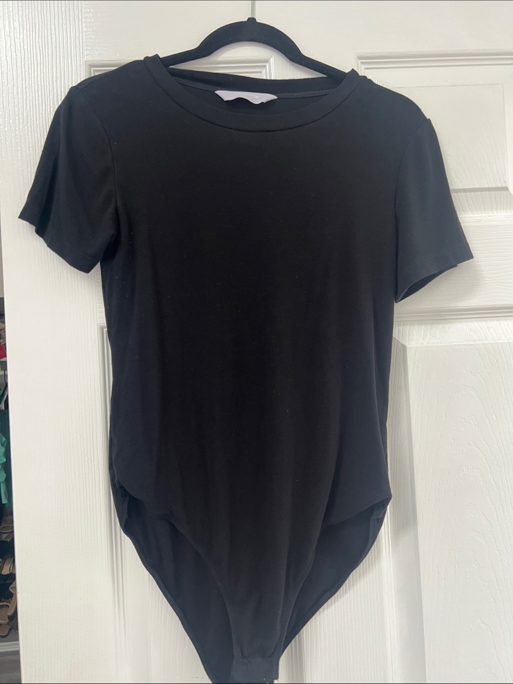 Women's Black Short-Sleeve Crewneck Bodysuit
